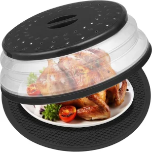 Collapsible Microwave Food Cover Splatter Guard Silicone Mat 12 Inch